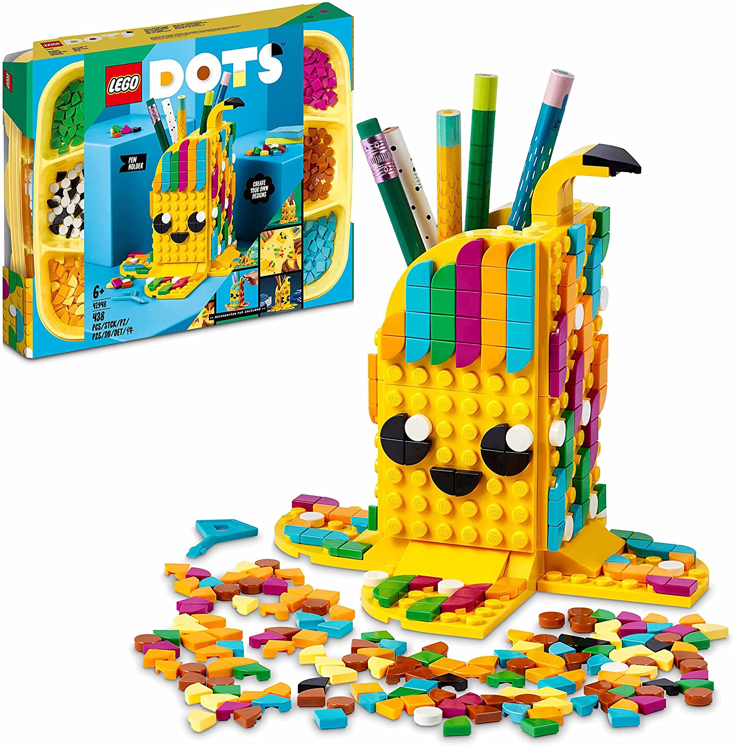 LEGO 41948 DOTS Bananen Stiftehalter, kreatives DIY Bastelset für Kinder ab