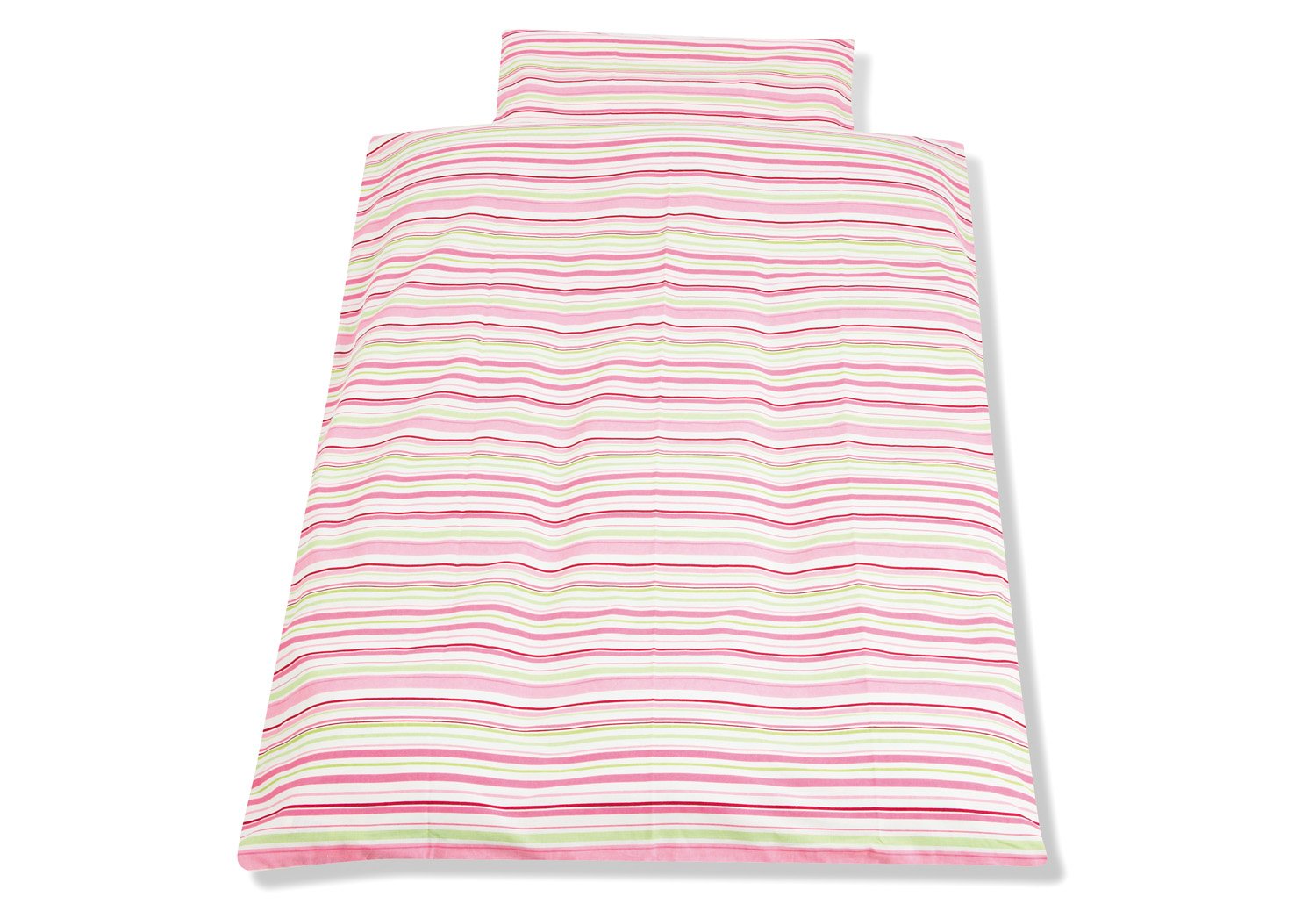 Pinolino 630585 Duvet Cover and Pillowcase Set for Cot Stripes Pink/Green
