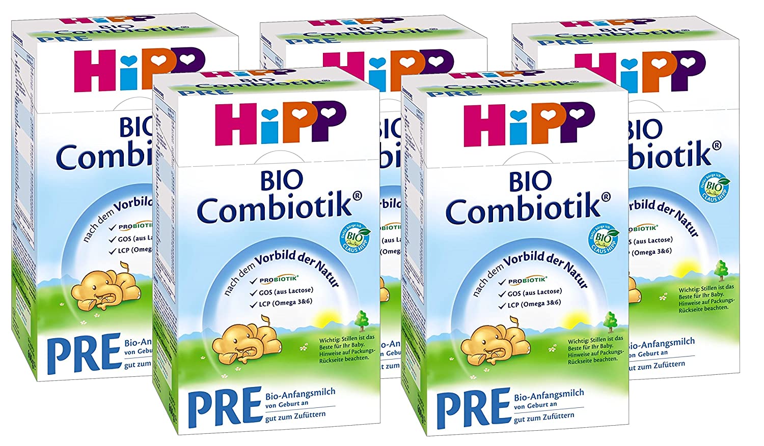 Hipp Bio Combiotik Pre - von Geburt an, 5er Pack (5 x 600g)