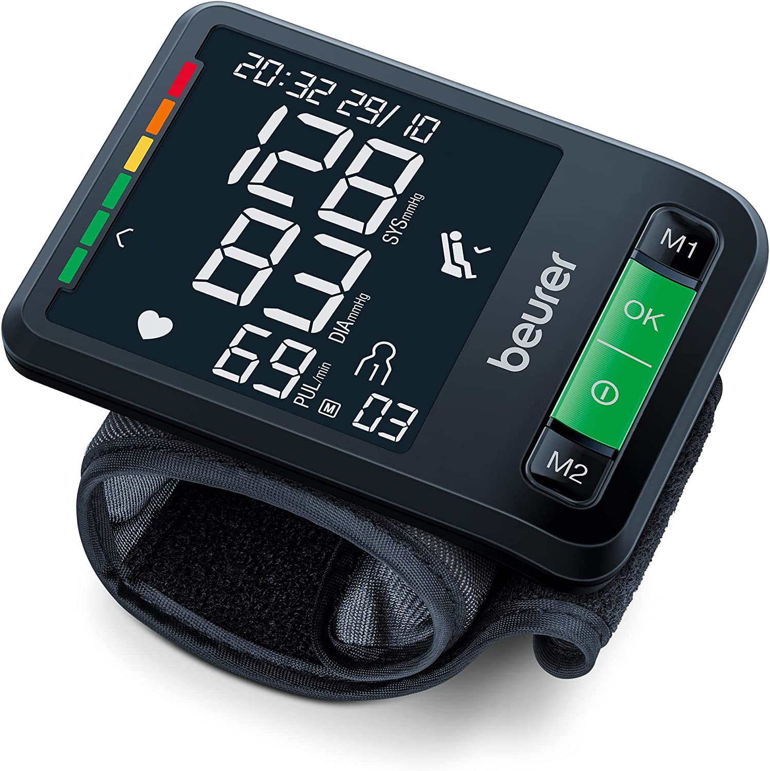 Beurer BC 87 Wrist Blood Pressure Monitor with App Connection, XL Display, Sleep Indicator, Inflation Technology, Colour Risk Indicator and Arrhythmia Detection