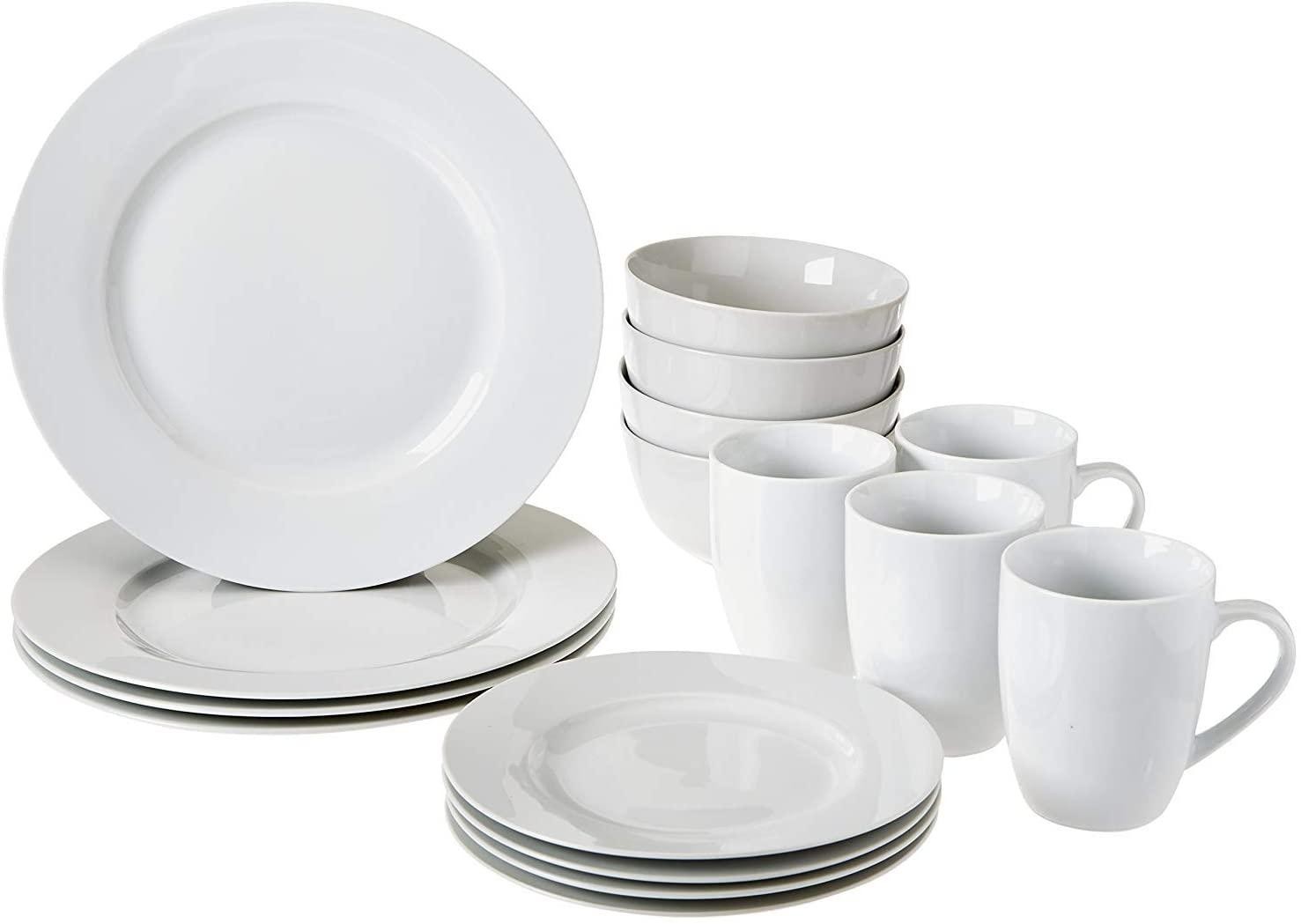 AmazonBasics Amazon Basics 16 Piece Crockery Set for 4 People