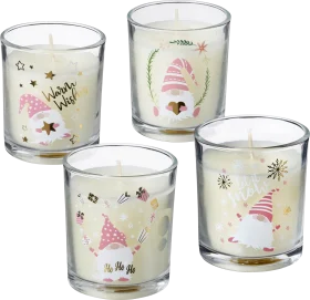 Decorate & furnish scented candle in glass, gnome, pink-gold, 1 pc
