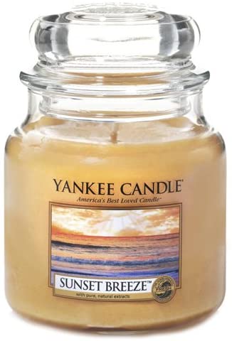 Yankee Candle Sunset Breeze Scented Candle, Glass, Orange, 13.8 x 9.5 x 13.