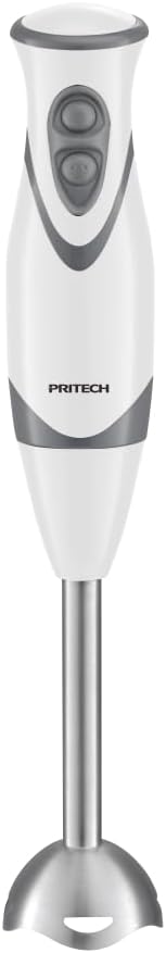Pritech Hand Blender 300W Removable Stick Stainless Steel Blades Powerful Splashproof Baby Food Pure Soup Sauces Whisk BPA Free