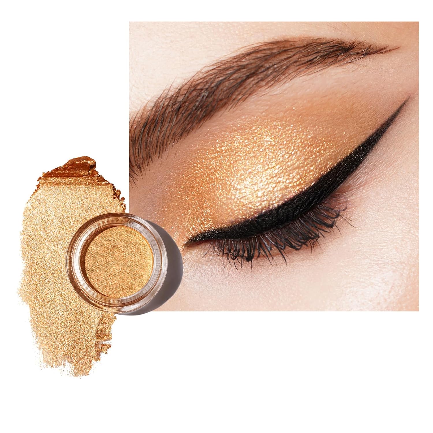 Glitter Eyeshadow Gold, Highly Pigmented Fine Texture, Waterproof and Long-Lasting, Metallic Shimmer Finish, Blendable and Wrinkle-Free Eye Makeup, Vegan, 06 g (17) Spiritual Gold