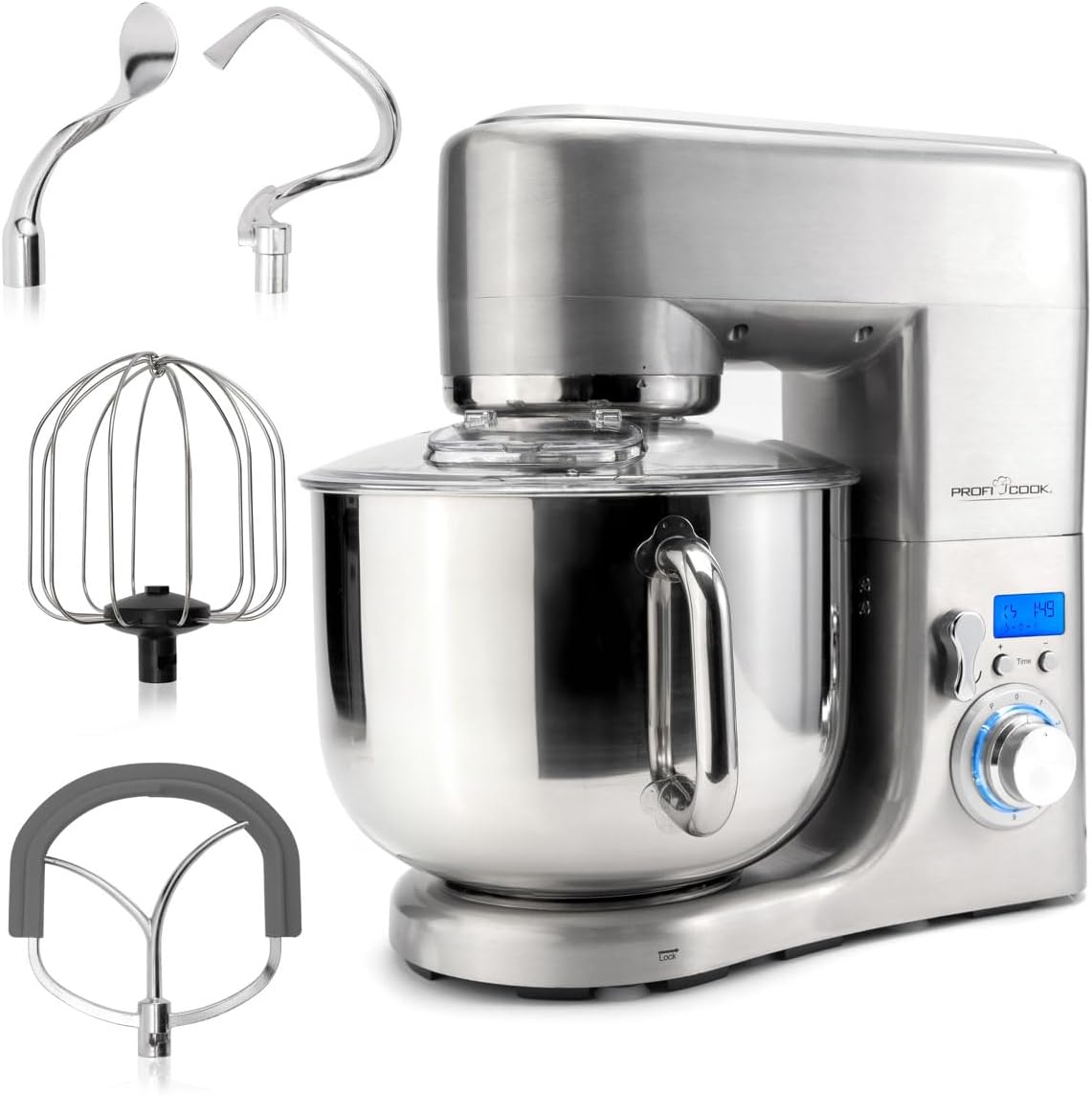 ProfiCook PC-KM 1096 XXXL food processor // 10 liter stainless steel bowl // die-cast aluminum housing // LCD display // 1500 watts // stainless steel