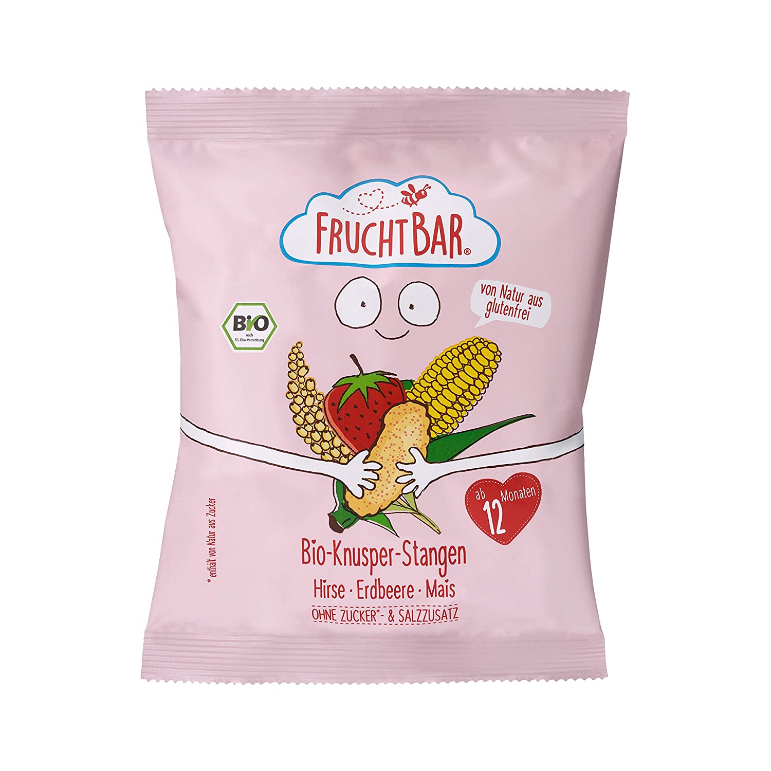 FruchtBar Bio-Knusper-Stangen Hirse,Erdbeere, Mais, 8x30g