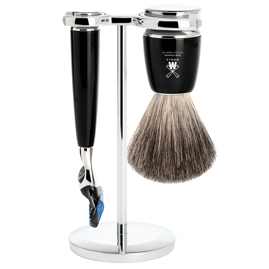 Muhle RYTMO 3-piece shaving set Precious resin black Gillette® Fusion®