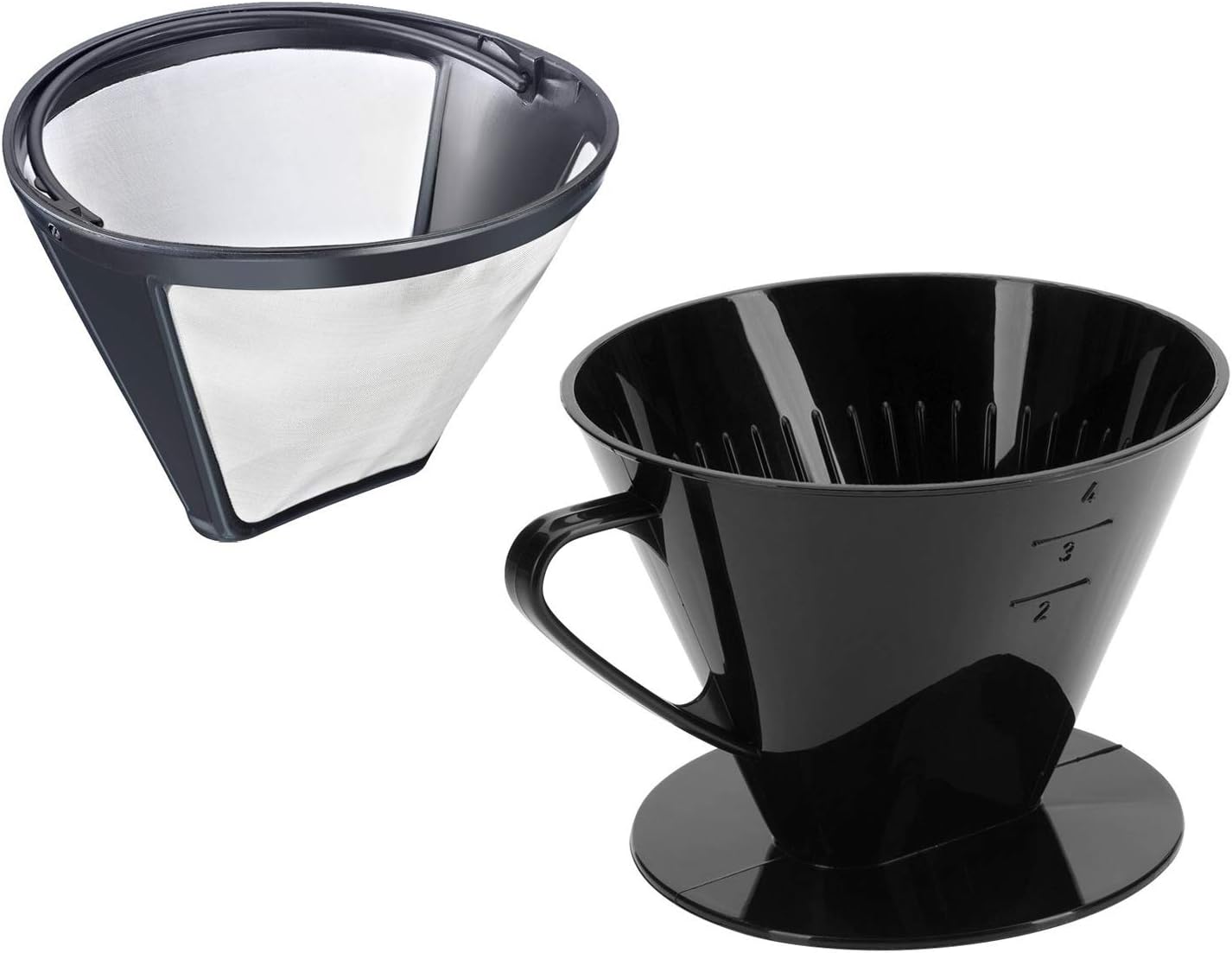 Westmark 244322e7 Coffee Set, Permanent Filter + Coffee Filter Size 4, Stainless Steel / Plastic, Coffee, Four, Silver / Black