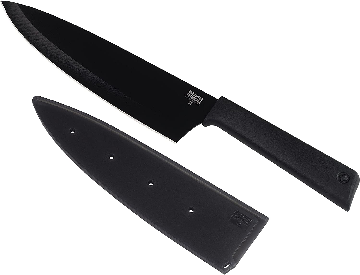 Kuhn Rikon Colori+ Non-Stick Chef\'s Knife with Safety Sheath, 30 cm, Black