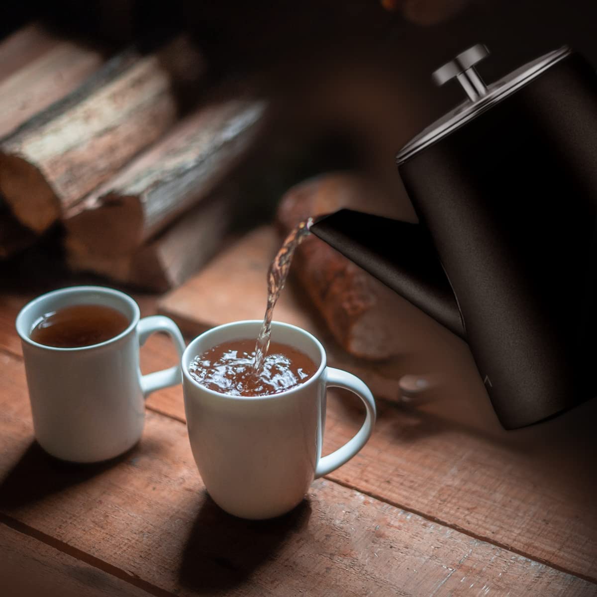 Vaja Trends | Teapot | Black Stainless Steel Matt 1L | Teapot with Strainer Insert | Teapot Stainless Steel | Teapot Warmer for Teapot | Teapot with Warmer | Tea Maker | Double-Walled