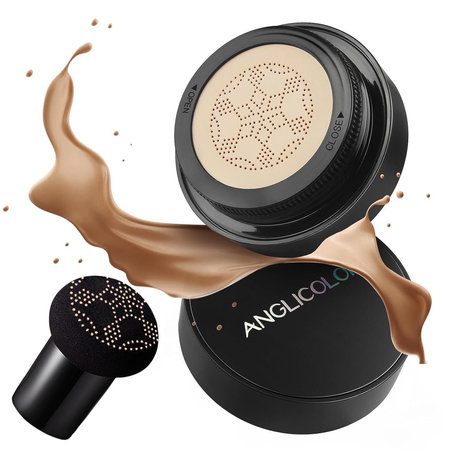 Anglicolor CC Cream, Cushion Foundation, Mushroom Air Cushion CC Cream, Waterproof, Durable, Foundation Full Coverage, CC Cream Make Up (05# Sand)