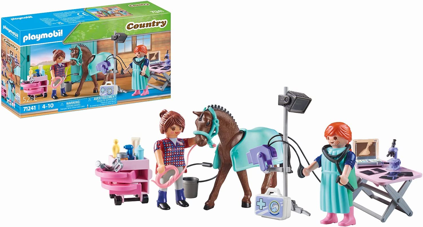 Playmobil Country 71241 Vet for Horses, German Sports Horse and Mobile X-Ray Device for Riding Yard, Toy for Children from 4 years