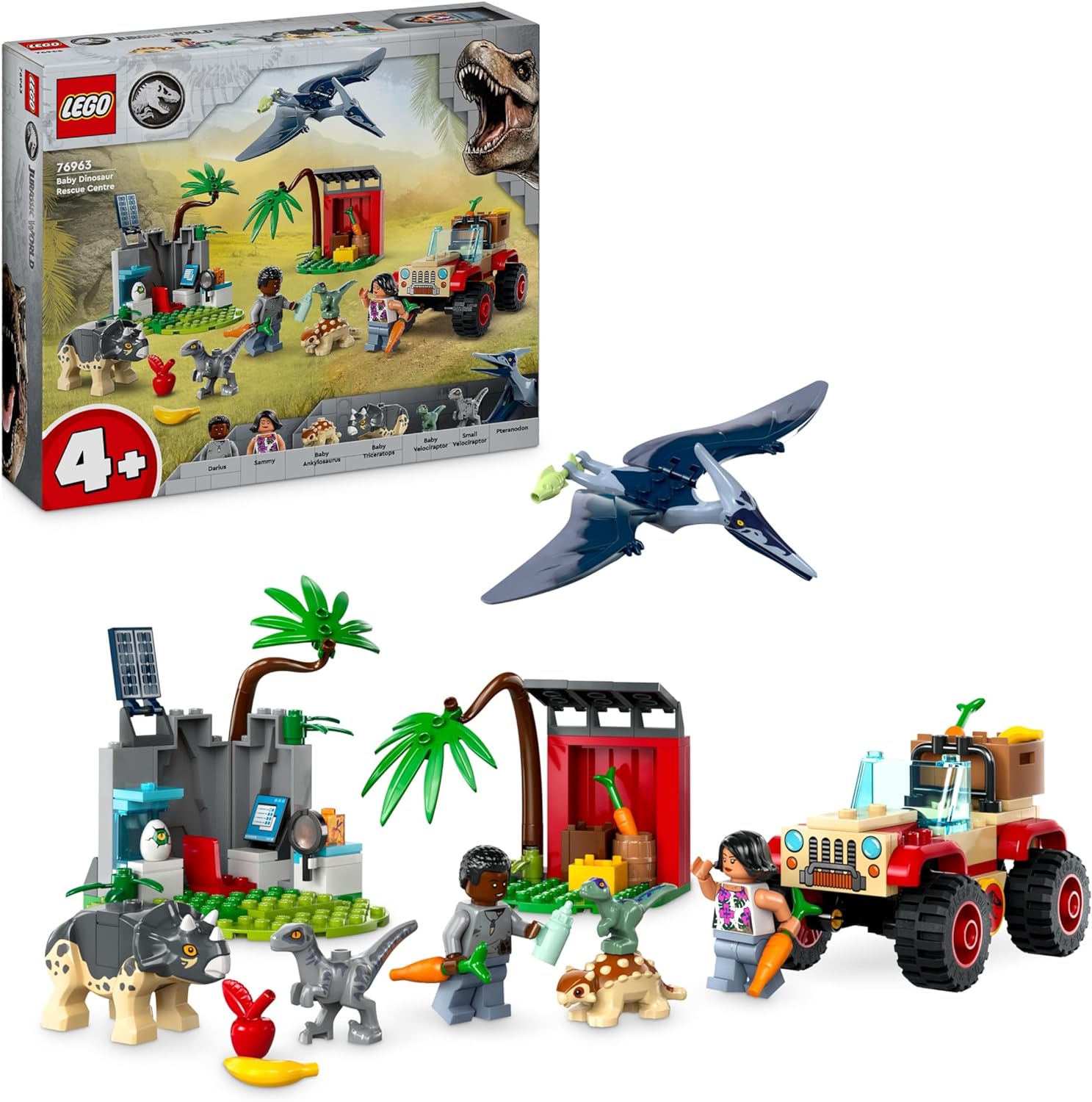 LEGO Jurassic World Baby Dino Rescue Centre, Set of Small Dinosaur Figures Including Triceratops, Ankylosaurus and Velociraptor, Building Gift for Boys and Girls Aged 4+ 76963