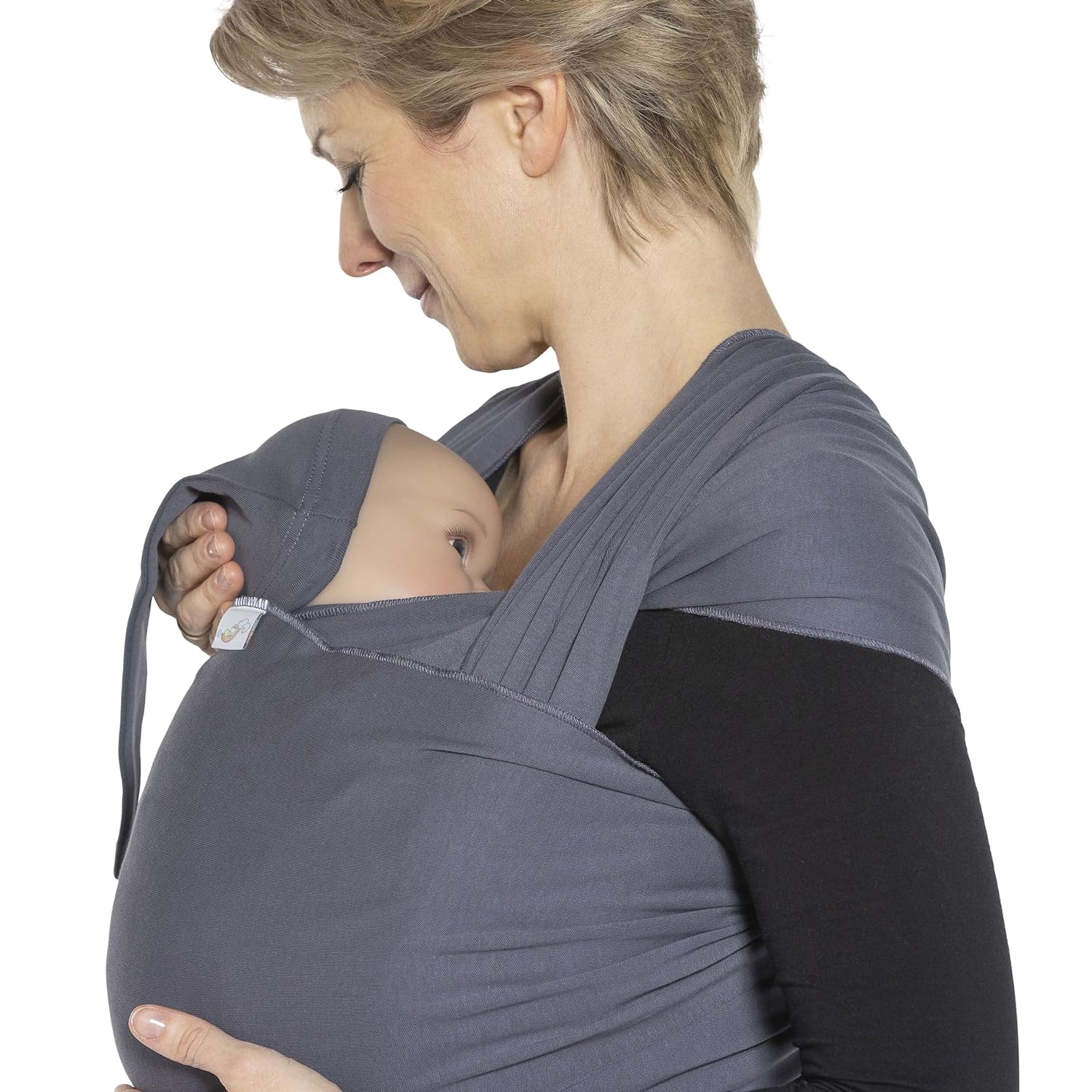 Schmusewolke Flexi First Scarf - Baby Sling for Newborns and Babies - Made of Cotton - up to 8 kg - Dark Grey
