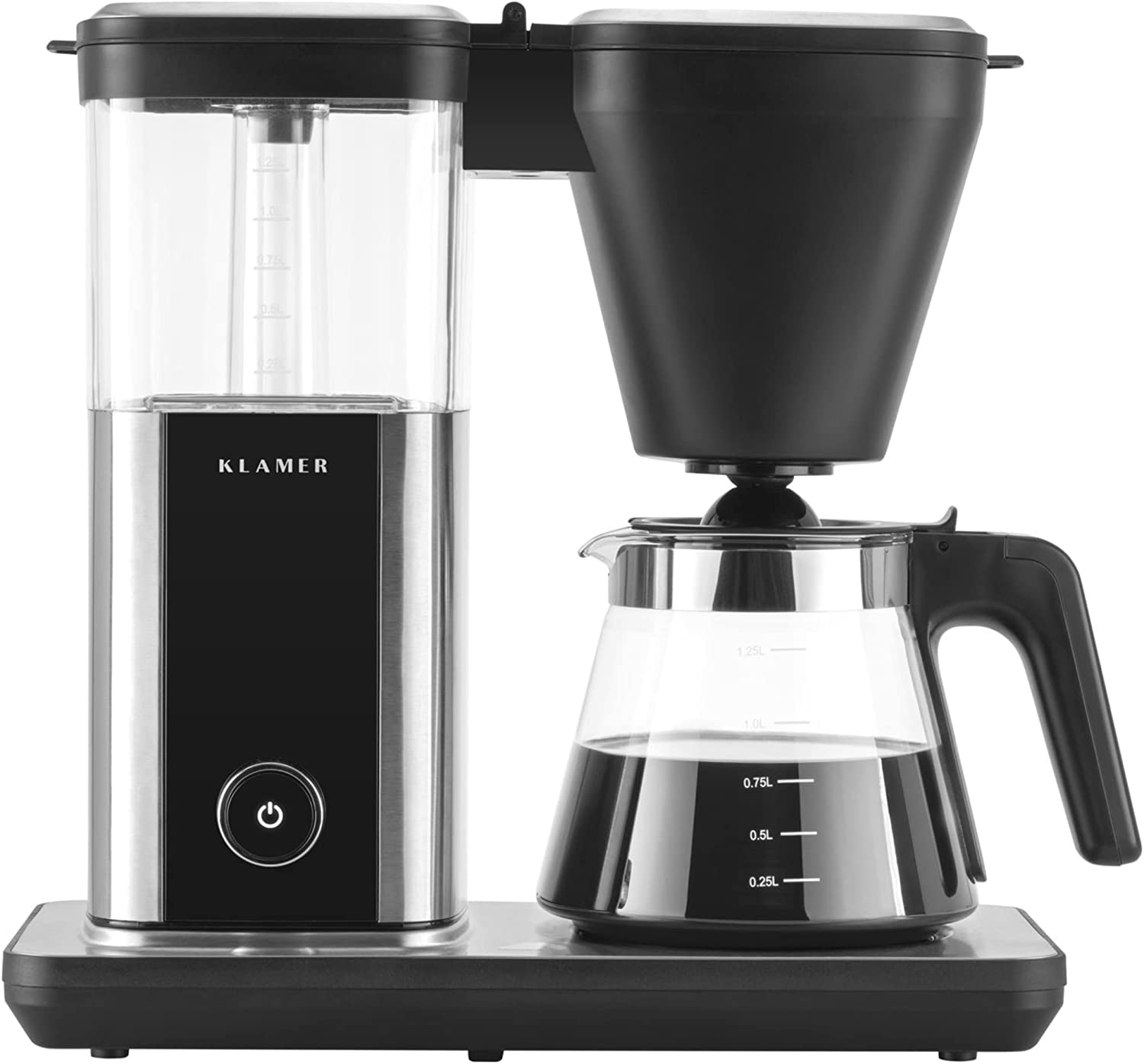 KLAMER Coffee machine with glass jug, coffee maker with 1.25 L capacity, 1550 W filter coffee machine for a maximum of 10 cups