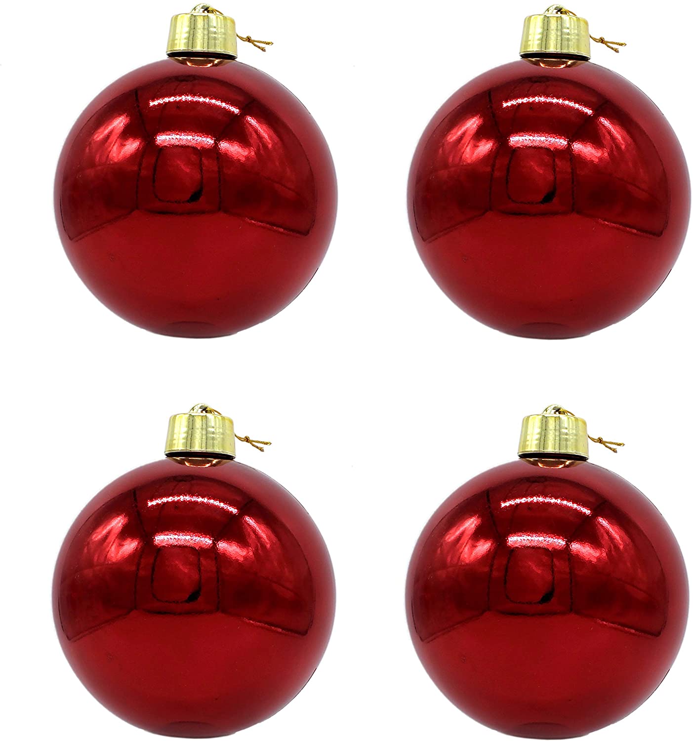 DARO Decorative Christmas Baubles XXL Diameter 20 cm-Set of 4 Shiny Red