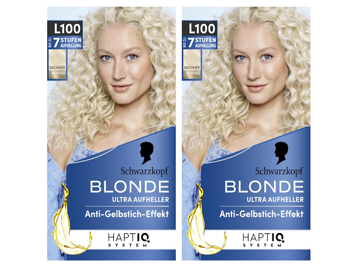 Schwarzkopf Blonde Lightener L100 Ice Blonde (2 x 175 ml), Hair Dye for Oil-Activated Hair Lightening with HaptIQ System, for up to 7 Levels without Yellow Tint