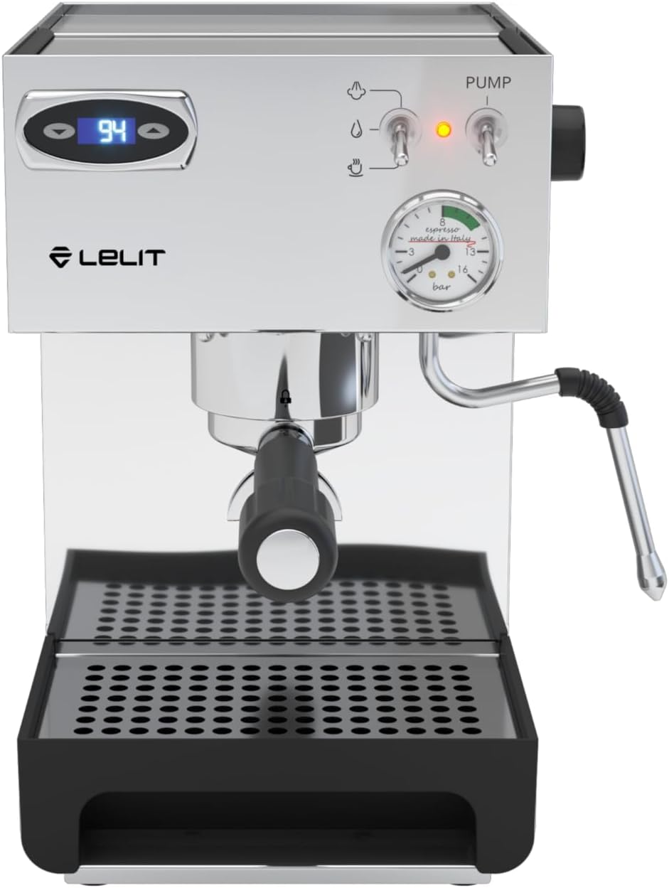 Lelit Anna PL41TEM Semi Professional Coffee Machine for Espresso, Cappuccino Pads, Coffee Temperature Control via PID Control, Stainless Steel Body, 2 Liters, Silver