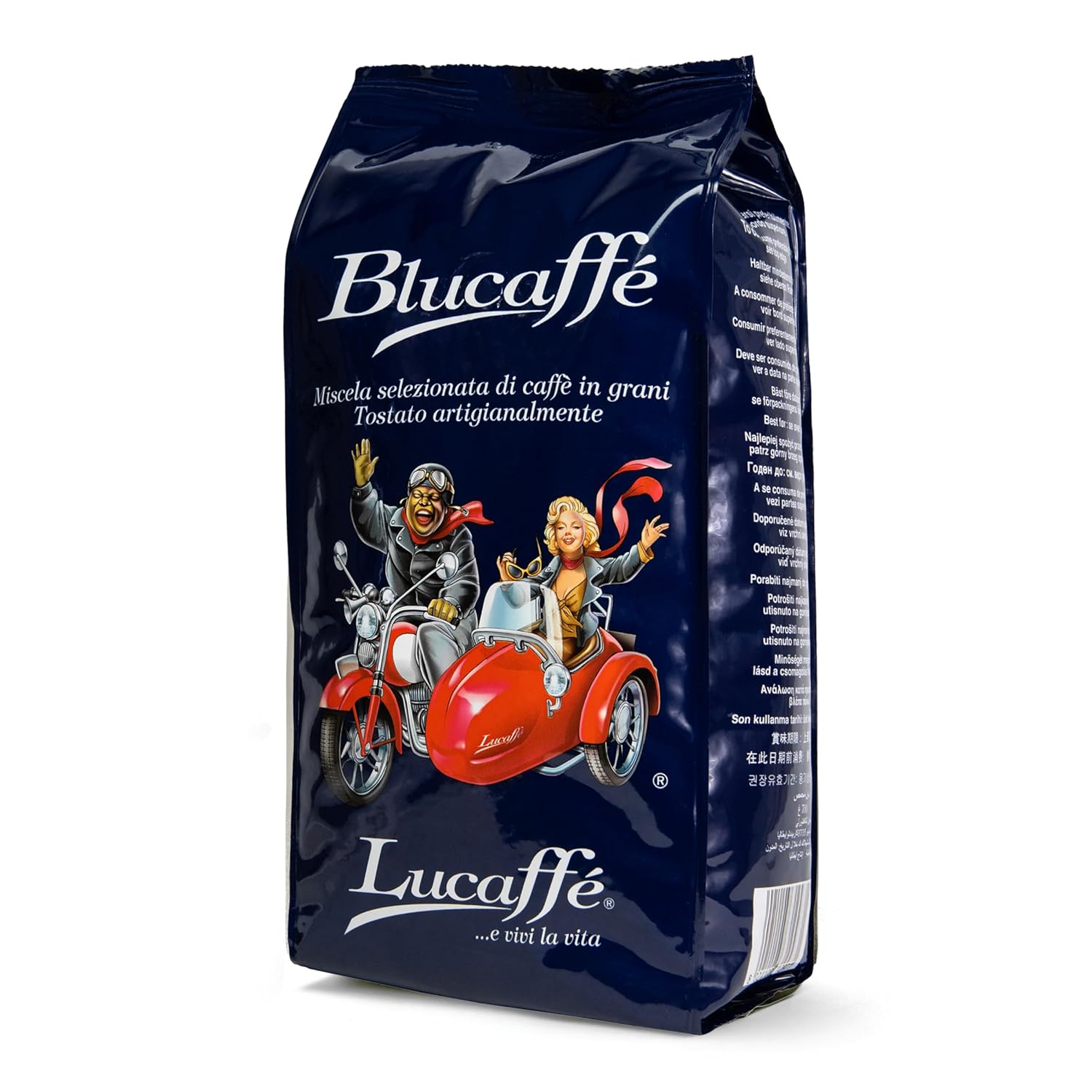Lucaffè Coffee Beans Blucaffè, 700 g, Whole Beans for Grinding Espresso Medium Roasting, Fruity and Floral Flavor, Creamy, Intense and Lasting Aroma