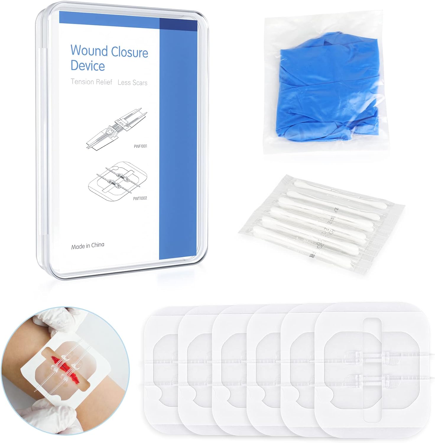 Pack of 6 Wound Closures Strips, Sterile First Aid Kits, Emergency Wound Closures, Plaster Adhesive Bandages, First Aid & Safety for Camping & Outdoor Use