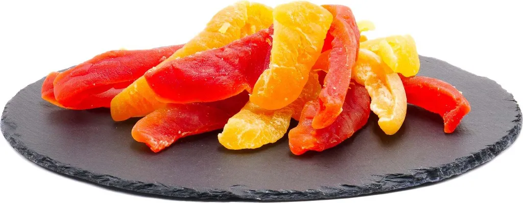 Papaya and melon strips (dried, candied): 100g Size: 100g