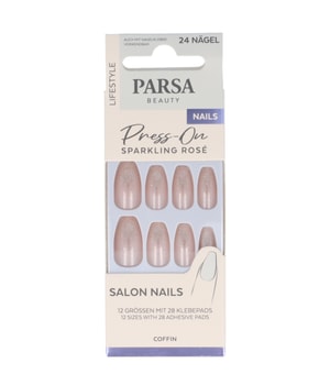PARSA Beauty Press on artificial nails, Sparkling Rosé, 24 pieces.
