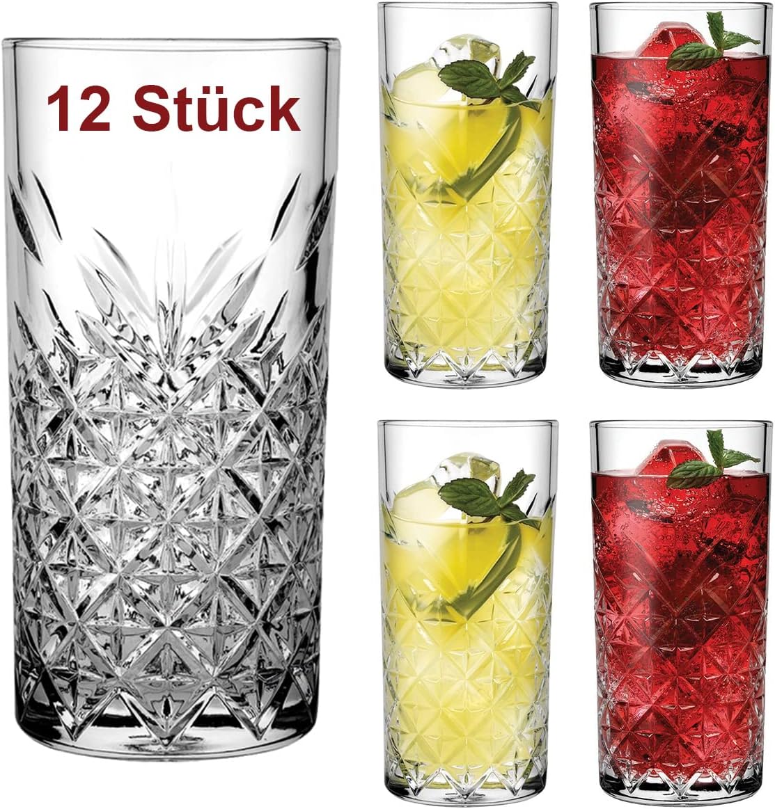 Pasabahce 52820 Timeless Long Drink Glass, 300 ml, Transparent, Pack of 12