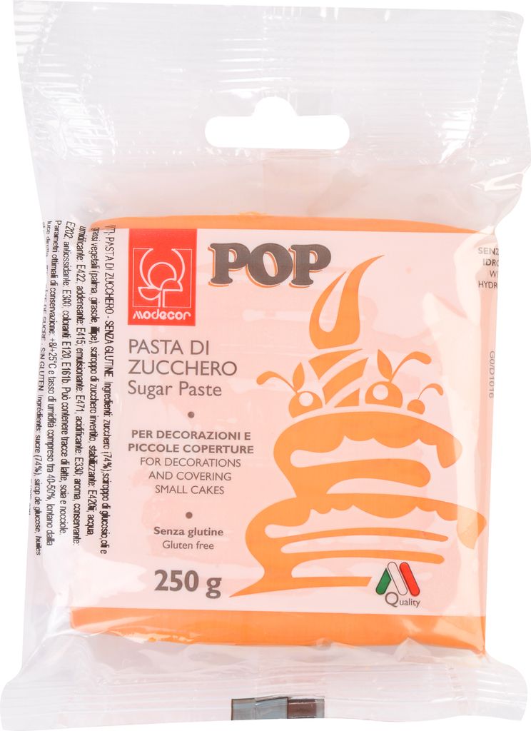 Pasta Di Zucchero Pop Arancio Pastello 250g sugar paste - Modecor