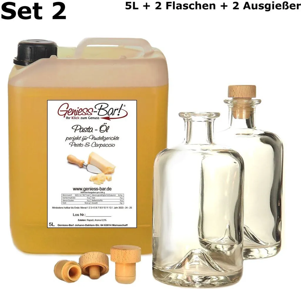 Pasta Oil 5L incl. 2 bottles and 2 pourers - like hearty Italian hard cheese VEGAN