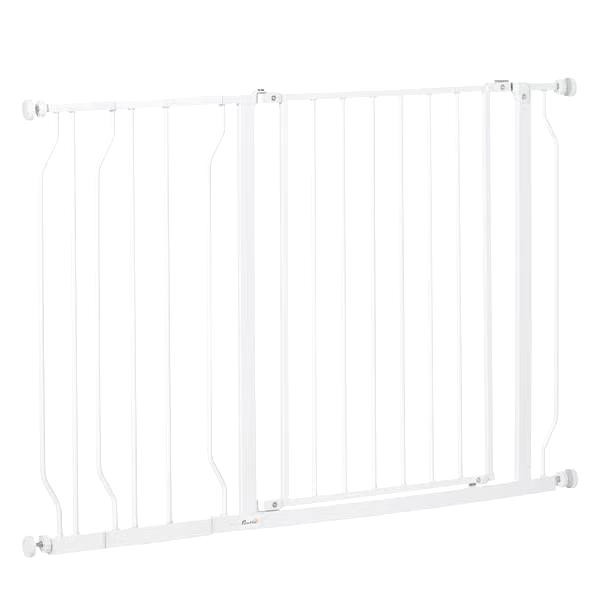 PawHut Safety Gate, 115L x 3W x 76H cm, Steel, ABS, White