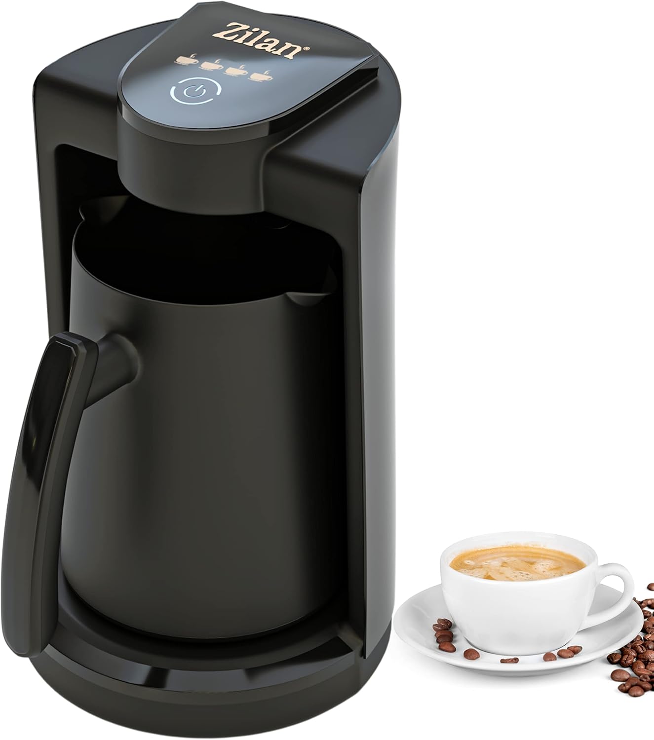 Zilan Mocha Cooker Small Single Coffee Maker Single Coffee Machine Small Coffee Machine Touch Control Switch Stainless Steel Mocha Coffee Machine 1-4 Cups