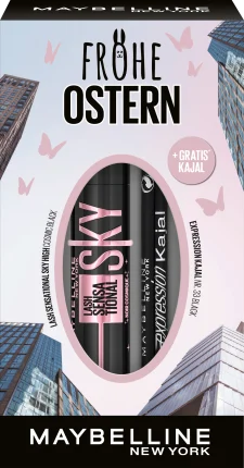 Maybelline New York Eye Makeup Set Mascara Sky High Cosmic Black + free Expression Kajal 33 Black, 1 pc