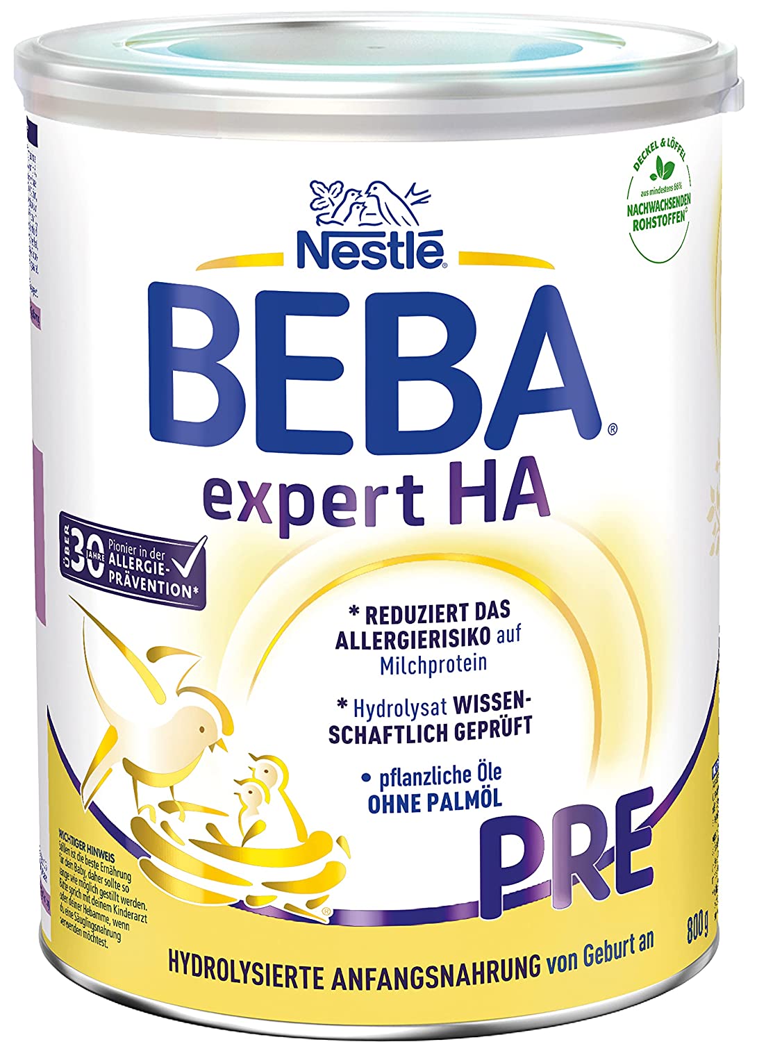 Nestlé BEBA EXPERT HA PRE Hydrolysierte Anfangsnahrung für Babys mit Allergie-Risiko, Baby-Milchpulver von Geburt an, 1er Pack (1 x 800g)