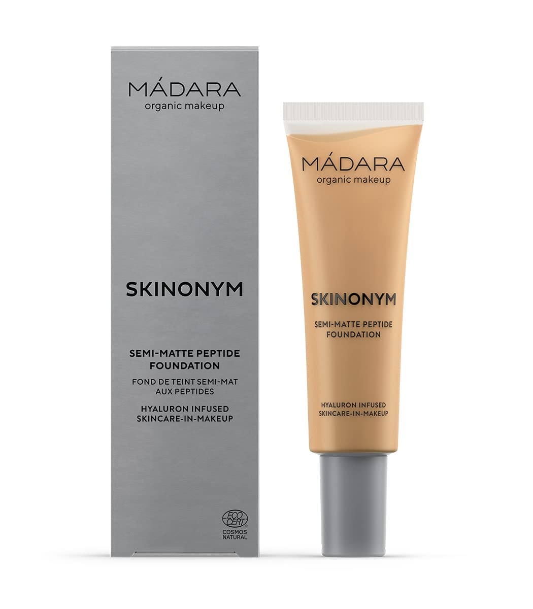 Mádara Organic Skincare | Skinonym semi-mat peptide foundation, 50 Golden Sand, 30 ml-Boosted by Collagen-Supporting Peptides, Semi-Matte Finish, Adapts to the Skin \ 'S Texture