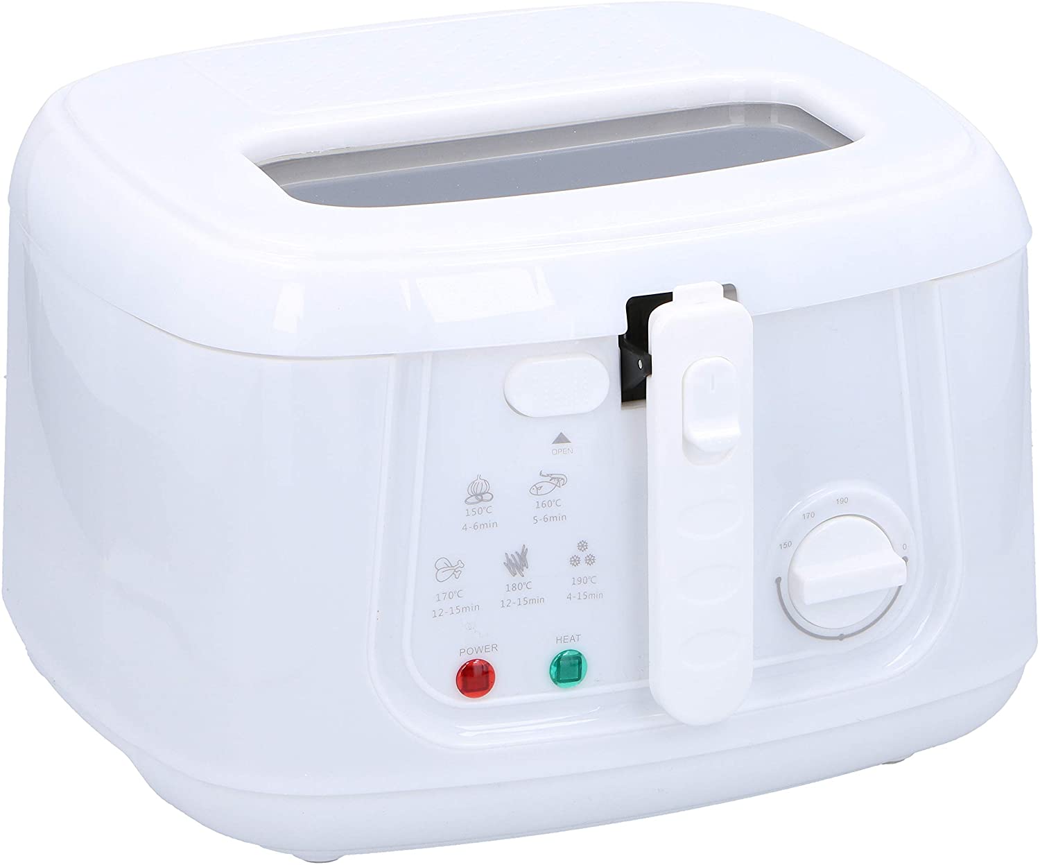 Dunlop 3 litre fryer with 1800 watts power and BPA free. White with large transparent window, temperature control and indicator light