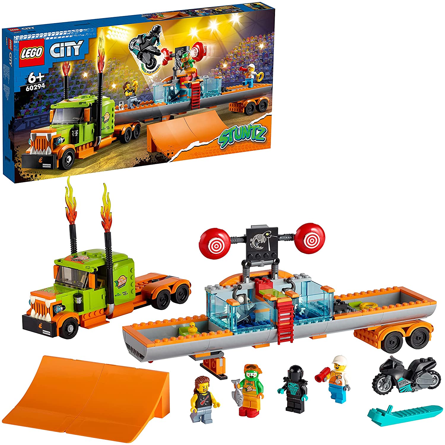 LEGO 60294 City Stuntz Stuntshow Truck Set Toy Set with Truck, Flywheel Mot