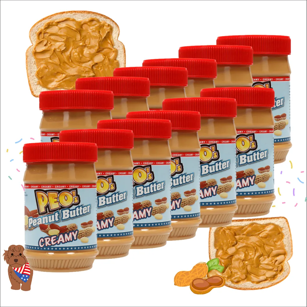 PEOs Peanut Butter 12 x 510g Erdnussbutter Creamy aus gerösteten Erdnusskernen