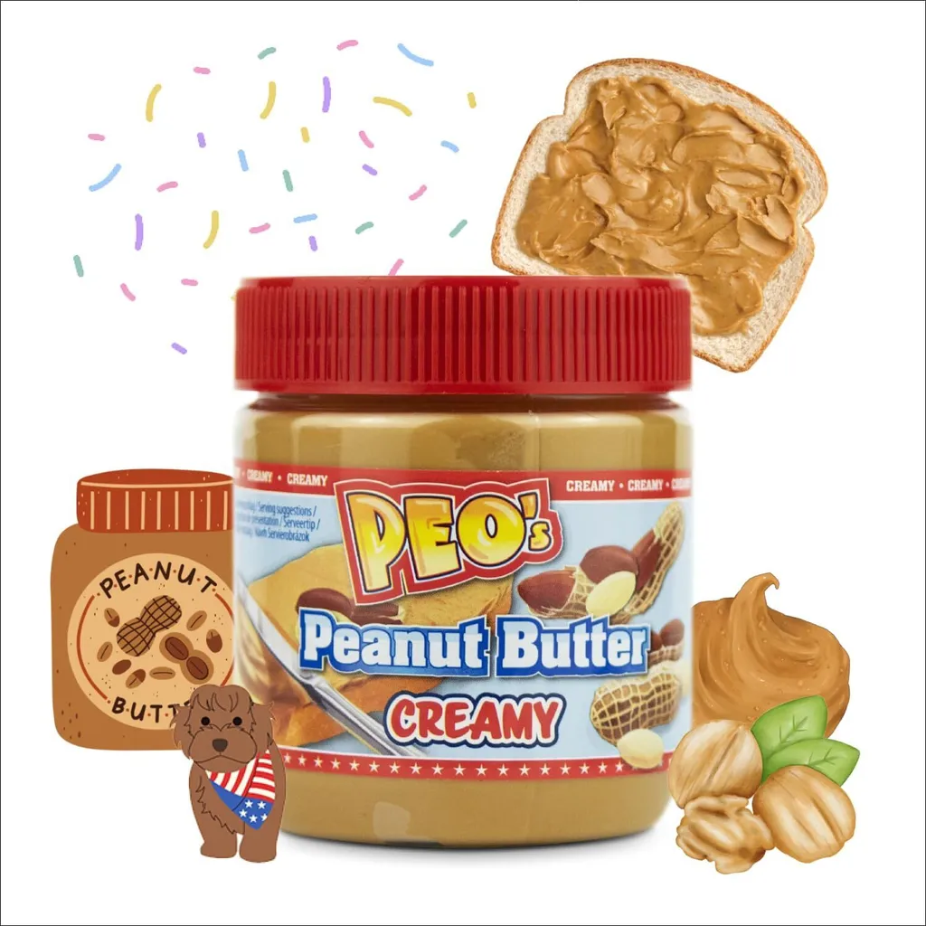 PEOs Peanut Butter 350g Erdnussbutter Creamy aus gerösteten Erdnusskernen