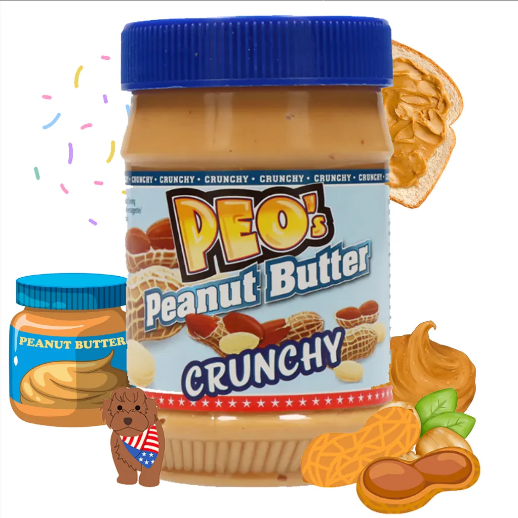 PEOs Peanut Butter 510g Erdnussbutter Crunchy aus gerösteten Erdnusskernen