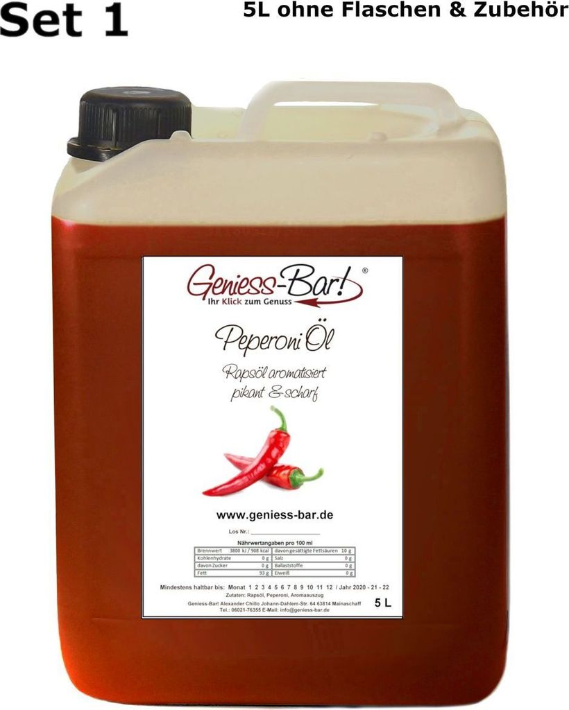 Pepperoni Oil - Chili Oil 5L Pleasantly hot! Canister Bulk Container Pepperoni Rapeseed Oil