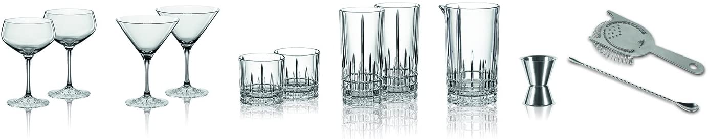 Spiegelau & Nachtmann, 12 Piece Home Bar Starter Set, Various Cocktail Glasses + Accessories, Perfect Serve, 4500195