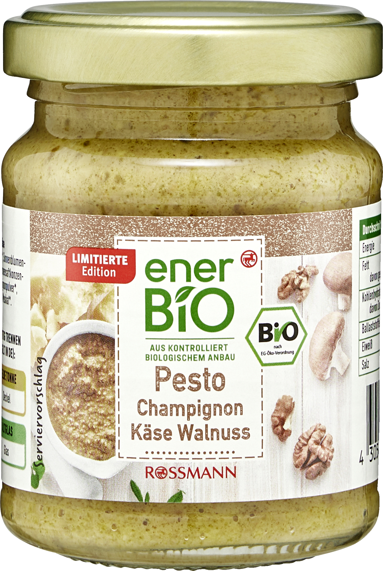 Pesto mushroom cheese walnut