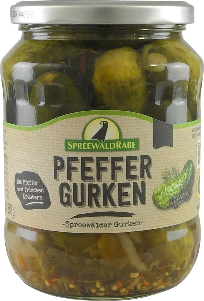 Peppered gherkins from Spreewald-Rabe (720 ml jar)