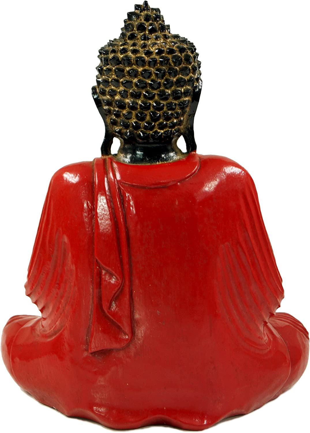 Guru-Shop GURU SHOP Carved Sitting Buddha in Anjali Mudra - Red, 30 x 25 x 13 cm, Buddha