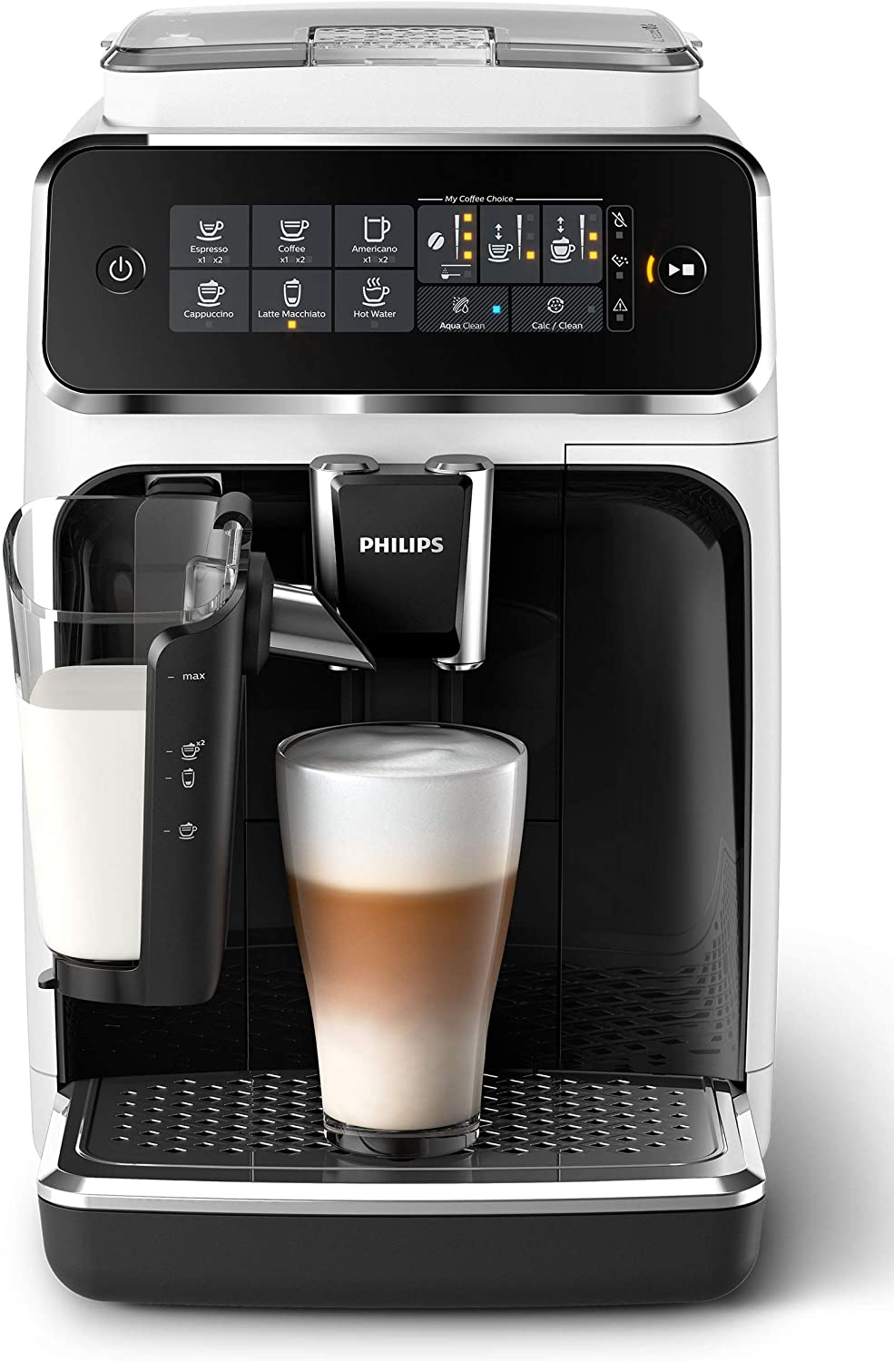 Philips 3200 series EP3246 / 70 fully automatic coffee machine, 5 specialty coffees (LatteGo milk system) black / silver lacquered