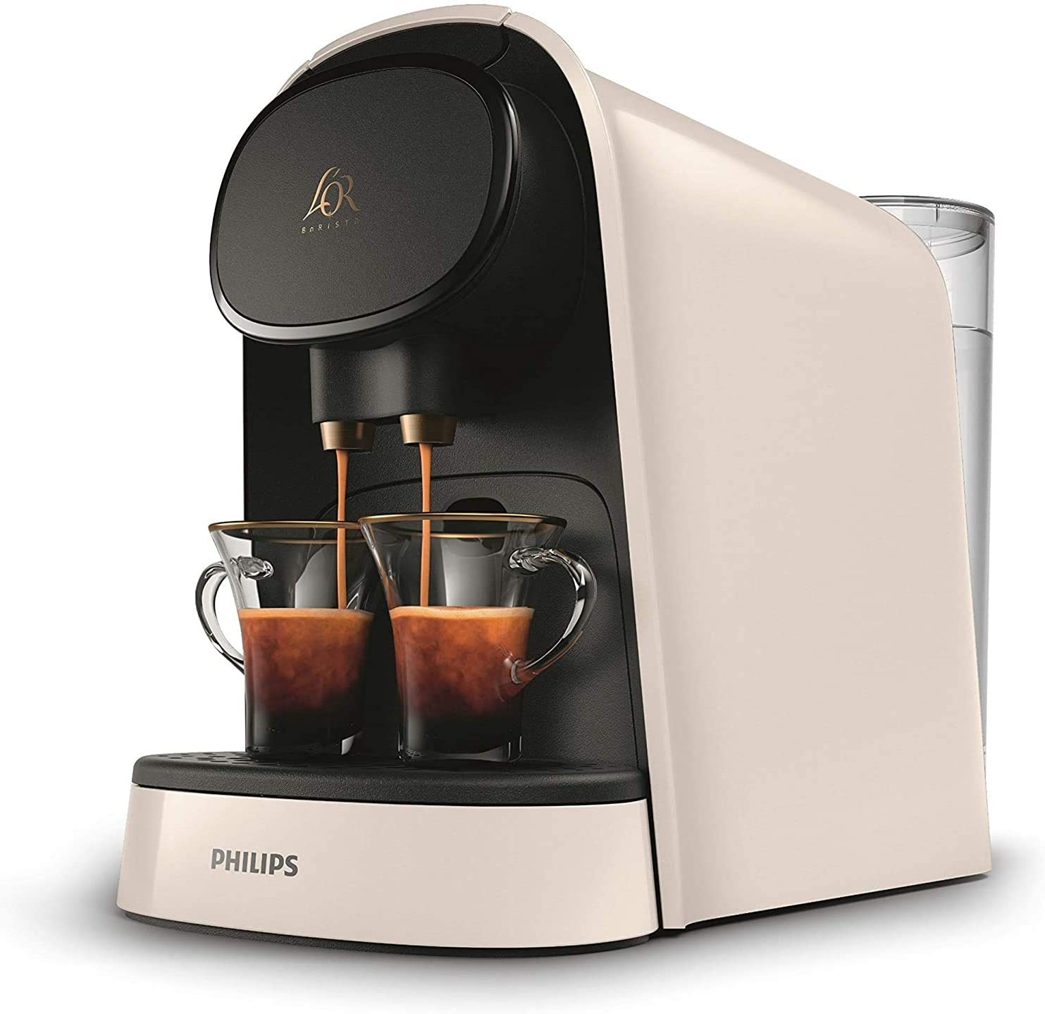Philips Barista Coffee Maker Compatible with Single or Double Capsules 19 Bar Pressure Tank 1 Litre with Tasting Kit White