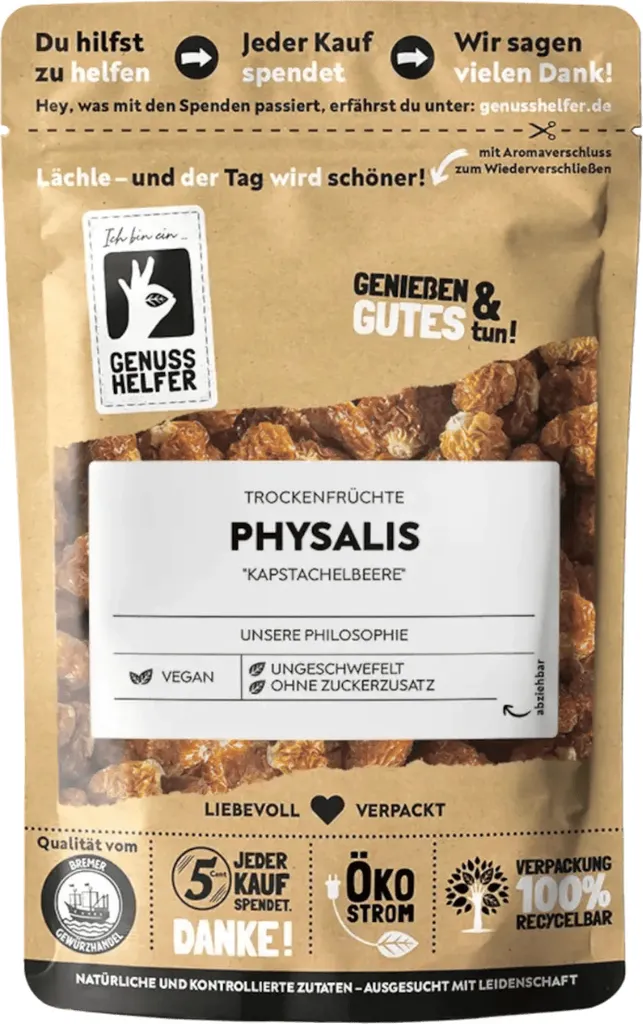 Physalis, dried, whole, dried fruits without added sugar & unsulfured, 150g
