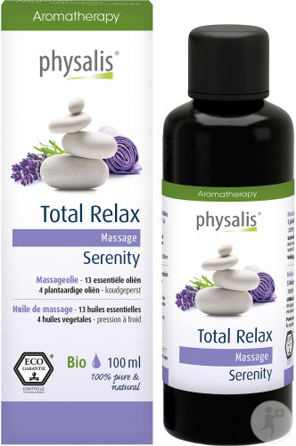 Physalis Total Relax massage oil Serenity organic bottle 100ml