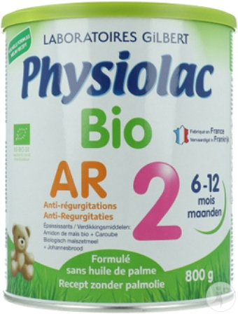 Physiolac AR 2 anti-regurgitation milk organic 6-12 months 800g